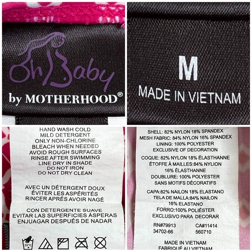 Oh Baby by Motherhood Swim Bathing Suit Geometric Print Pink White Medium M - Picture 6 of 14